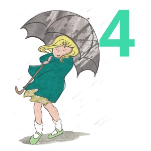 Girl in the rain holding umbrella