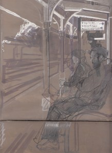 Terrible drawing - drawn almost as two separate drawings, people 'plonked-on' in wrong place.