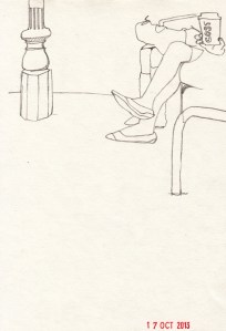 Legs and Coffee on Platform