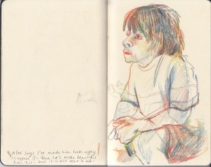 Alex says I've made him look "ugly", I suppose he is right - he is better looking in real life, but there is something of Alex in this drawing.