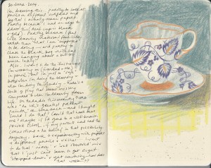 Delicate Tea Cup in Purple and Orange