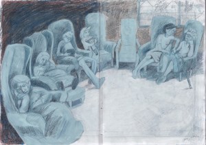 Colour Rough - this was worked up very quickly from an enlarged storyboard sketch.